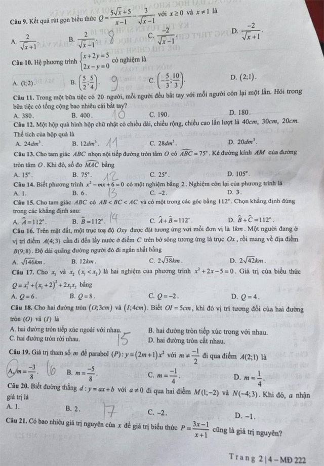 Đề thi vào 10 chuyên Khoa học Xã hội và Nhân văn môn Toán 2025