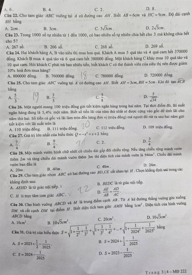Đề thi vào 10 chuyên Khoa học Xã hội và Nhân văn môn Toán 2025