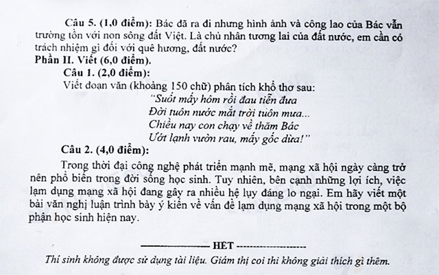 Đề thi vào lớp 10 môn Văn Lai Châu năm 2025 - 2026