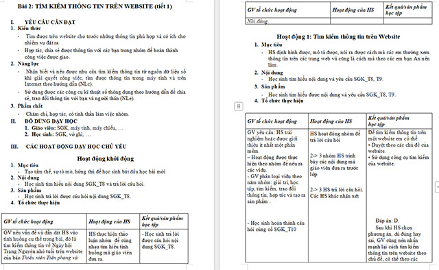 Giáo án Tin học 5 Tìm kiếm thông tin trên website