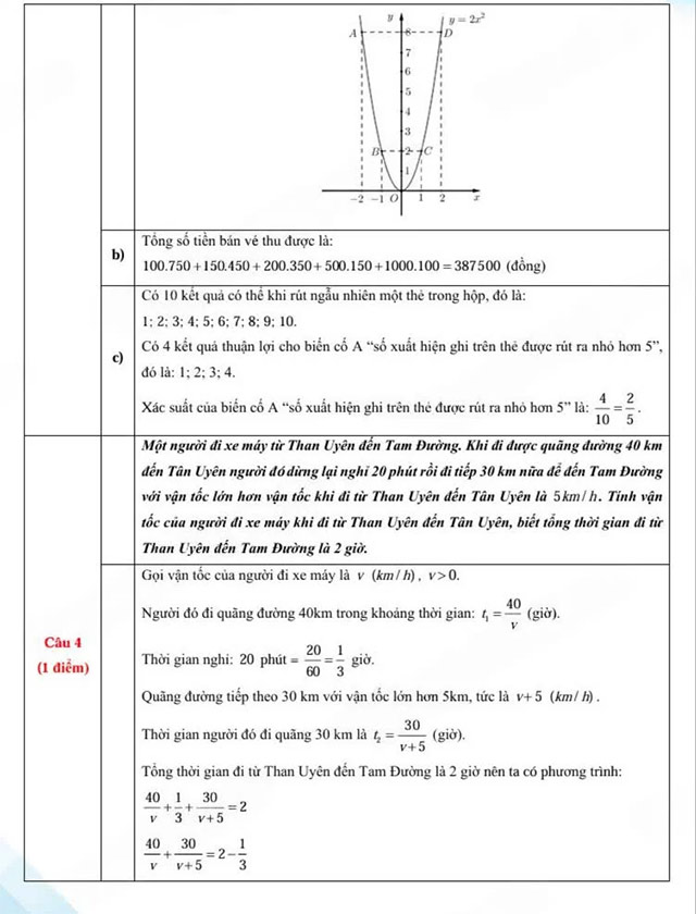 Đáp án đề thi vào lớp 10 môn Toán năm 2025 - 2026 Lai Châu
