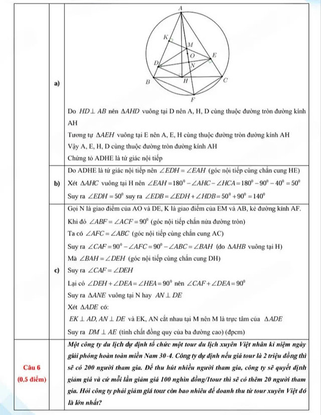 Đáp án đề thi vào lớp 10 môn Toán năm 2025 - 2026 Lai Châu