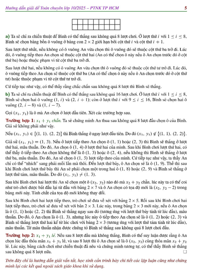 Đáp án đề thi vào 10 môn Toán Chuyên PTNK