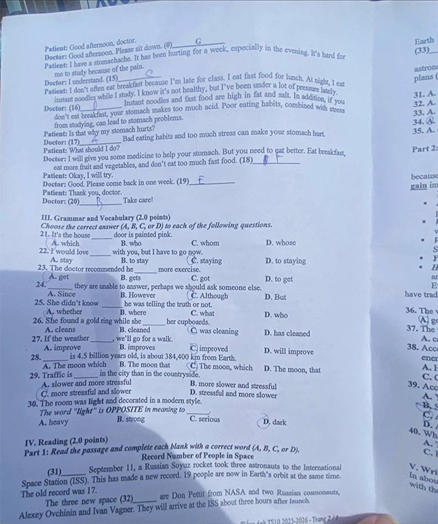 Đề thi vào lớp 10 môn Tiếng Anh Bình Dương