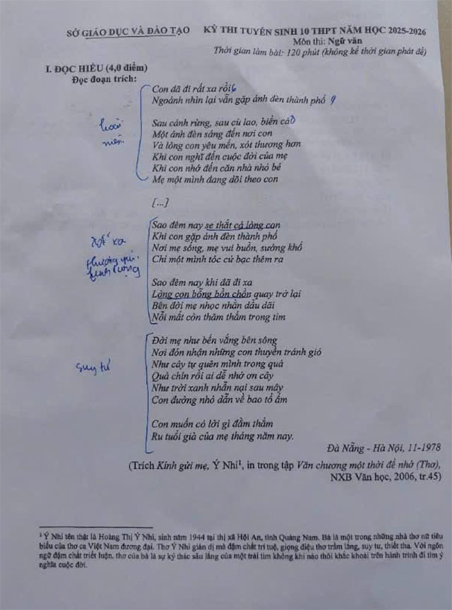 Đề thi vào lớp 10 môn Văn Bình Dương 2025