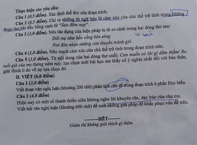 Đề thi vào lớp 10 môn Văn Bình Dương 2025