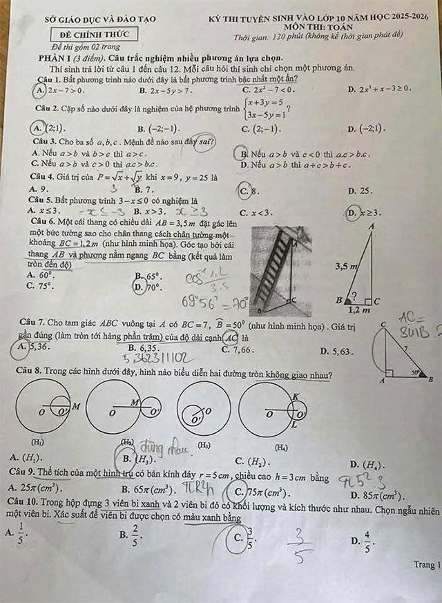 Đề thi vào lớp 10 môn Toán Bình Dương năm 2025 - 2026