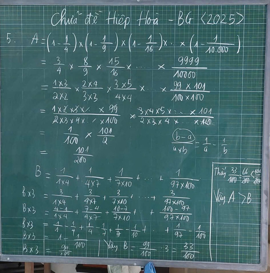    Đáp án đề thi vào lớp 6 môn Toán CLC Hiệp Hòa, Bắc Giang