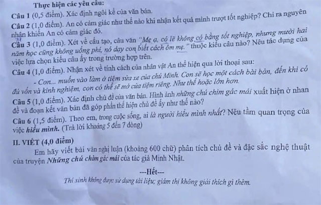 Đề thi vào lớp 10 môn Văn Đồng Nai