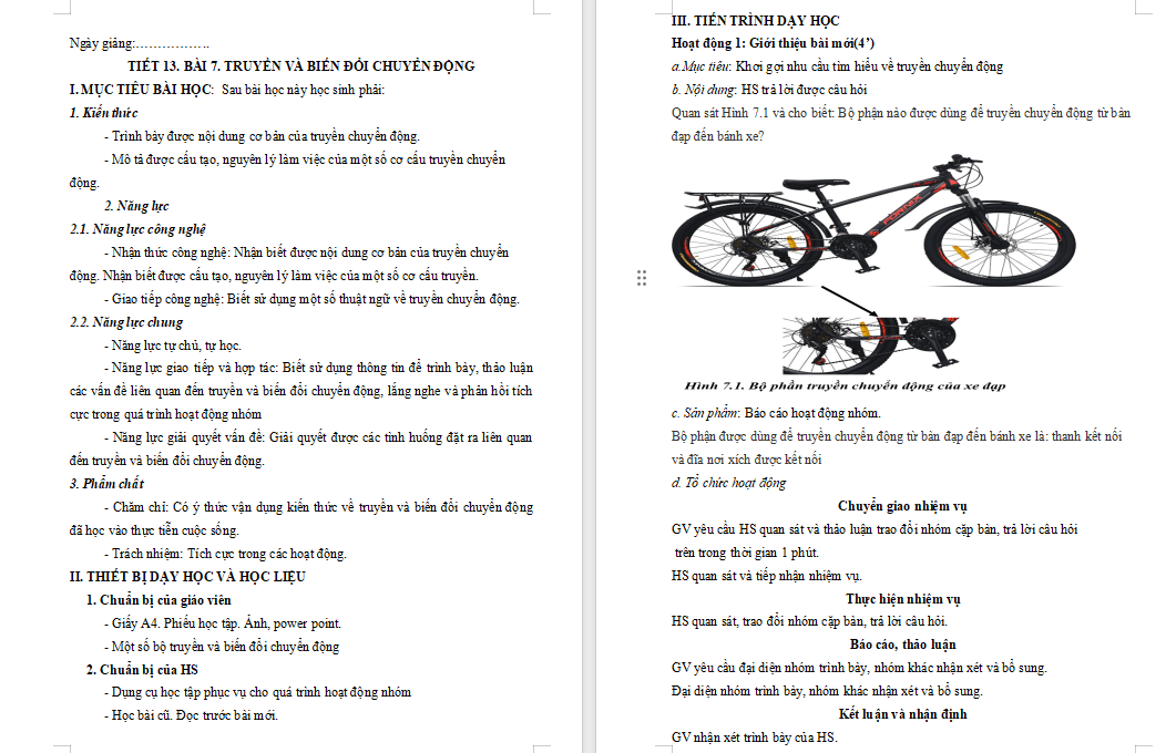 Truyền và biến đổi chuyển động