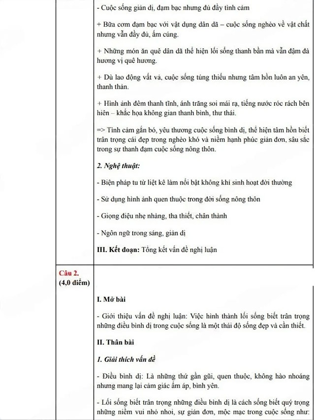 Đáp án đề thi vào 10 môn Văn Quảng Trị