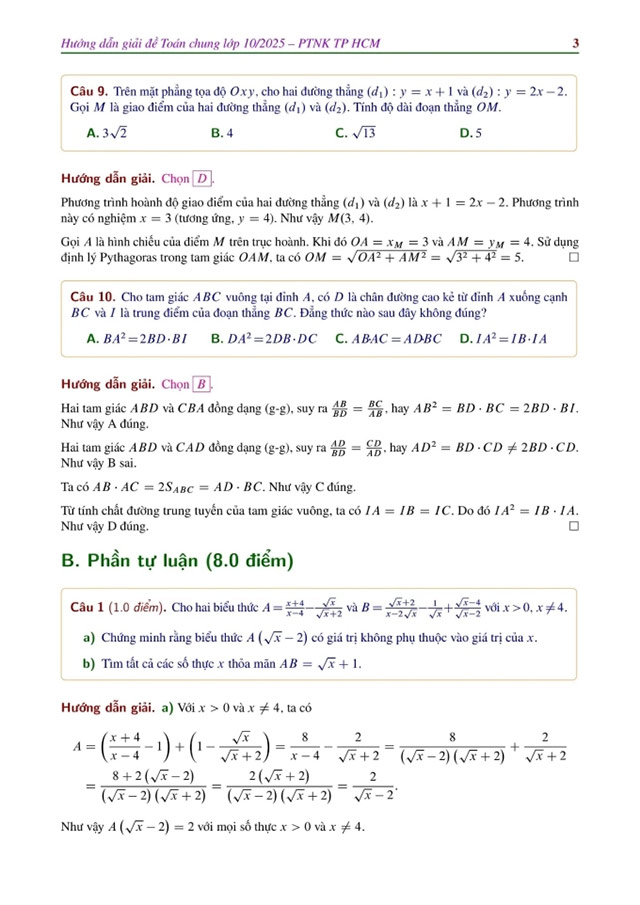 Đề thi vào lớp 10 môn Toán PTNK
