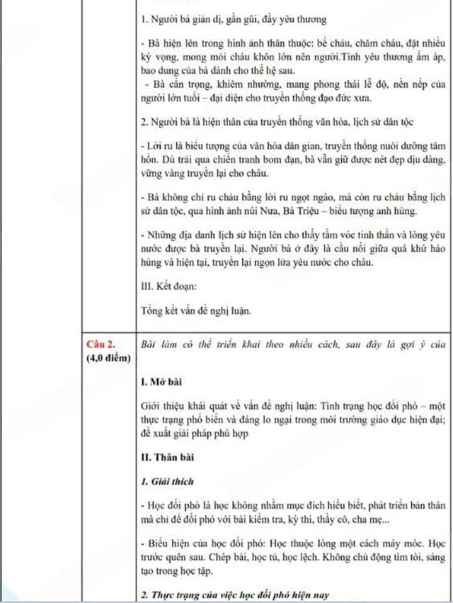 Đáp án đề thi vào 10 Văn THPT Chuyên Kiên Gian