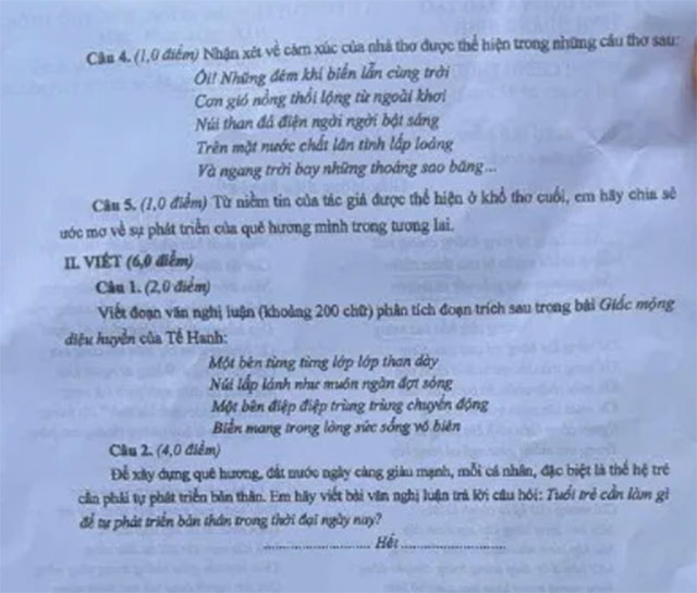 Đề thi vào lớp 10 môn Văn năm 2025 - 2026 Quảng Ninh