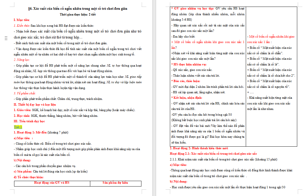 Giáo án Toán 7 Bài 6 