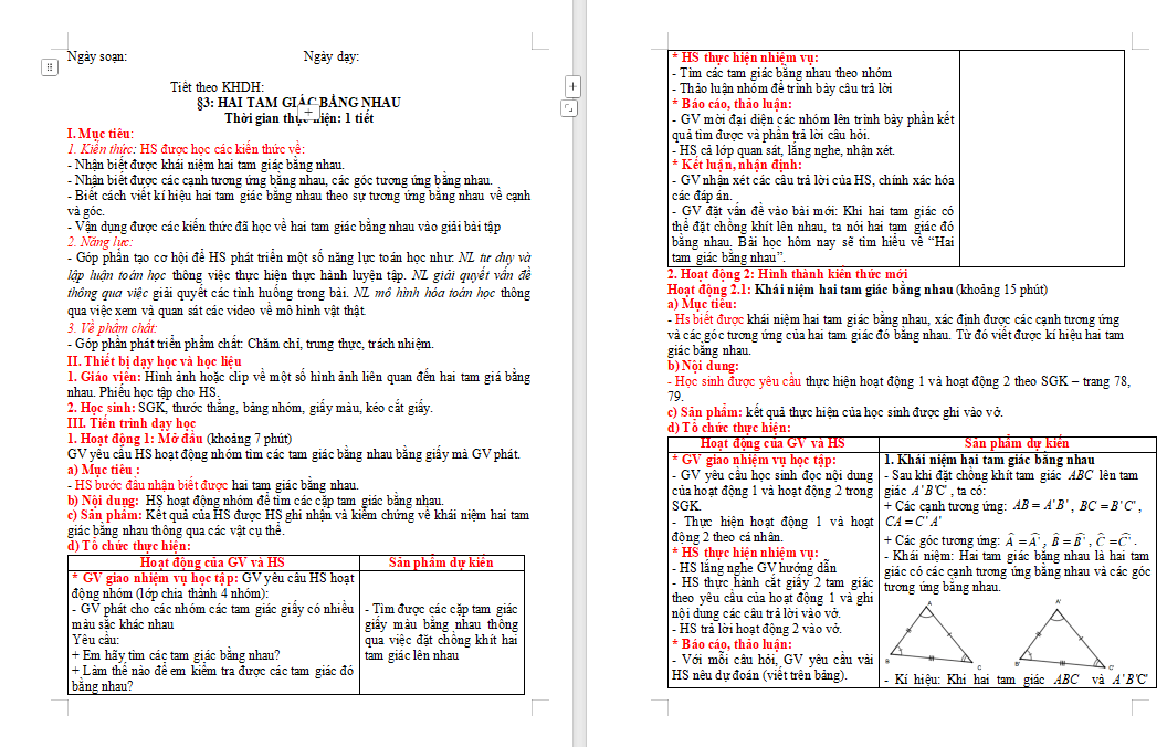 Hai tam giác bằng nhau