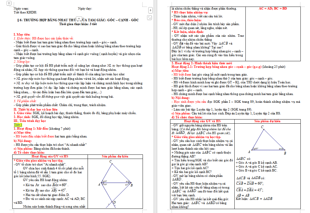 Giáo án Toán 7 Bài 6