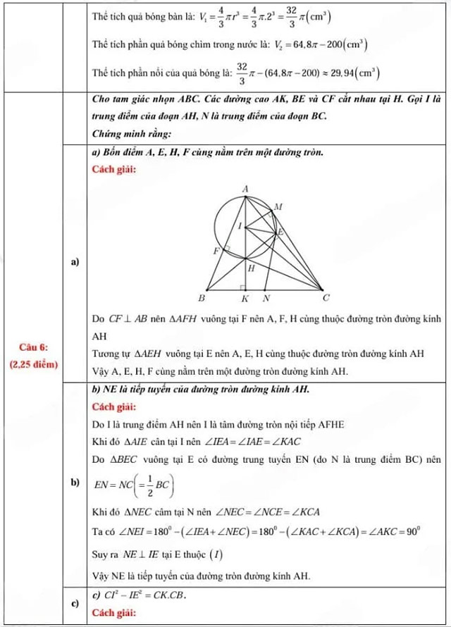 Đáp án đề thi vào lớp 10 môn Toán Sơn La