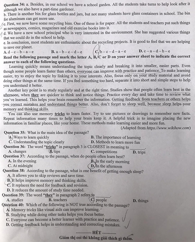 Đề thi vào lớp 10 môn Tiếng Anh Bắc Giang năm 2025