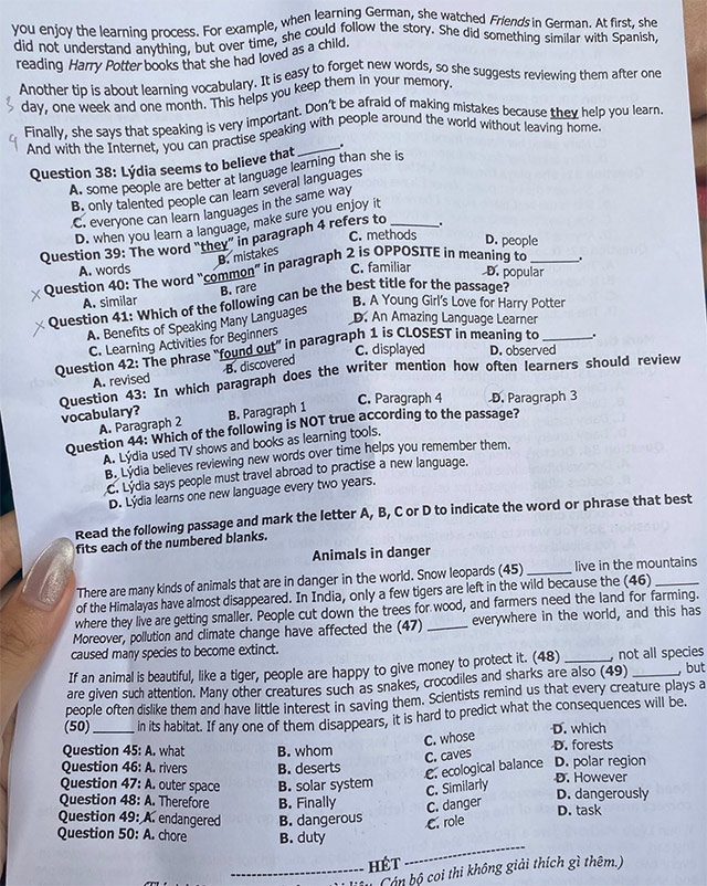 Đề thi vào lớp 10 môn Tiếng Anh Hải Dương năm 2025