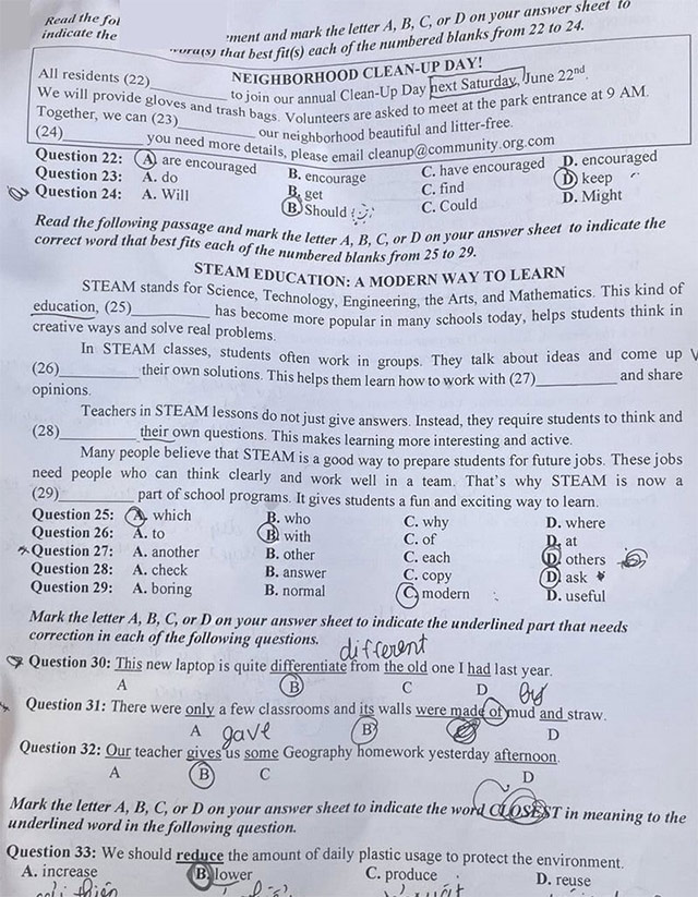 Đề thi vào lớp 10 môn Anh Nghệ An năm 2025