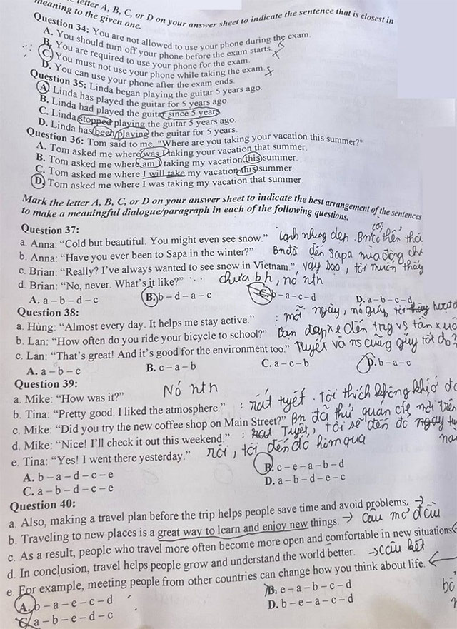 Đề thi vào lớp 10 môn Anh Nghệ An năm 2025