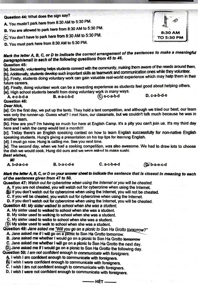 Đề thi vào 10 môn Tiếng Anh Ninh Bình năm 2025