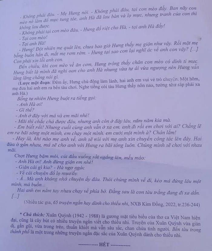 Đề thi vào lớp 10 môn Văn Thanh Hóa 
