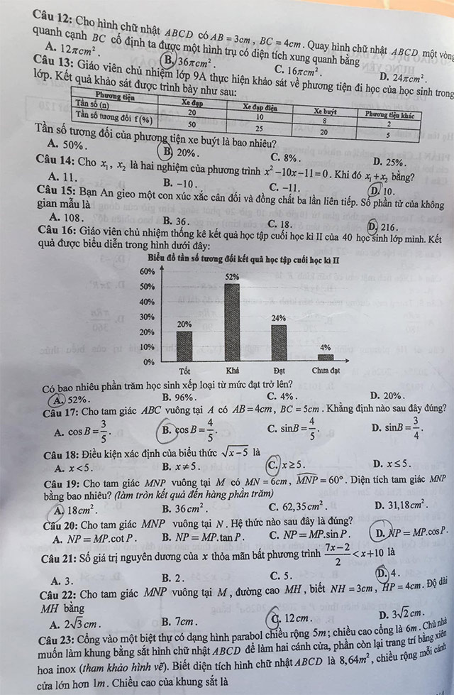 Đề thi vào lớp 10 môn Toán Hưng Yên năm 2025