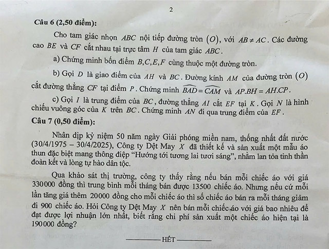 Đề thi vào lớp 10 môn Toán Khánh Hòa
