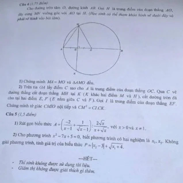 Đề thi vào lớp 10 môn Toán Kon Tum năm 2025