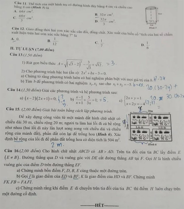 Đề thi vào 10 môn Toán Phú Yên năm 2025
