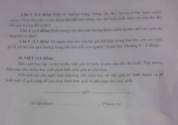 Đề thi vào lớp 10 môn Văn An Giang năm 2025
