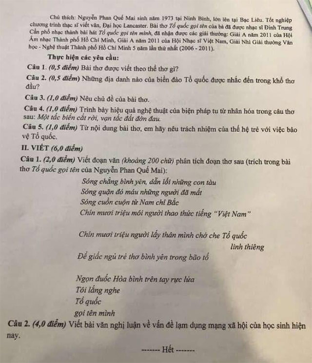 Đề thi vào lớp 10 môn Văn THPT Chuyên Lâm Đồng năm 2025
