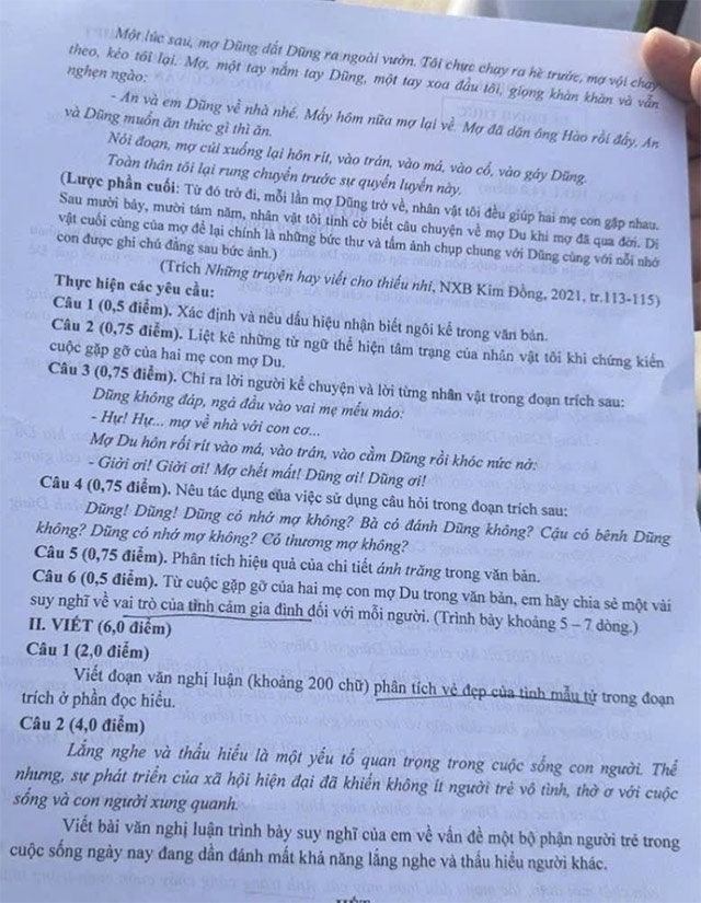 Đề thi vào lớp 10 môn Văn Nam Định 2025