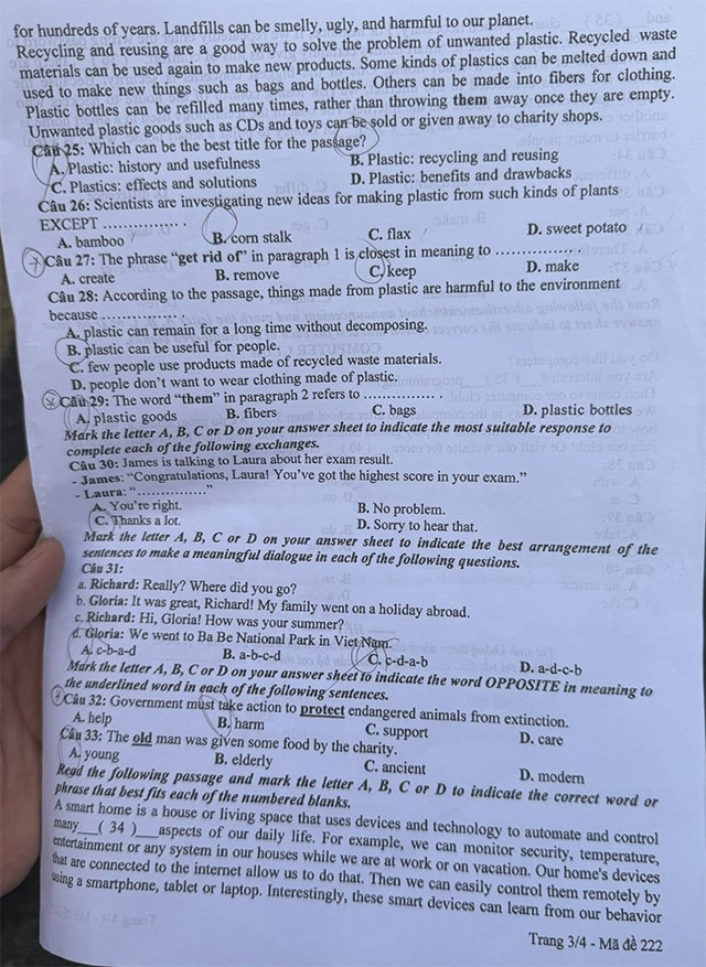 Đề thi vào lớp 10 Anh Hưng Yên năm 2025