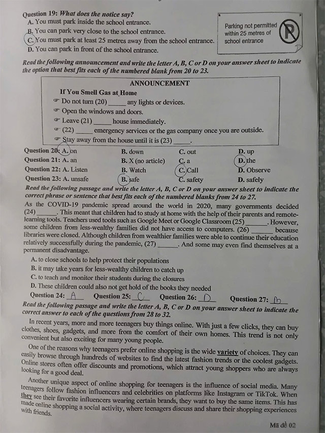 Đề thi vào lớp 10 môn Anh Khánh Hòa năm 2025