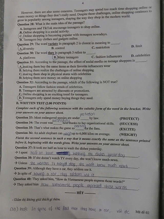 Đề thi vào lớp 10 môn Anh Khánh Hòa năm 2025