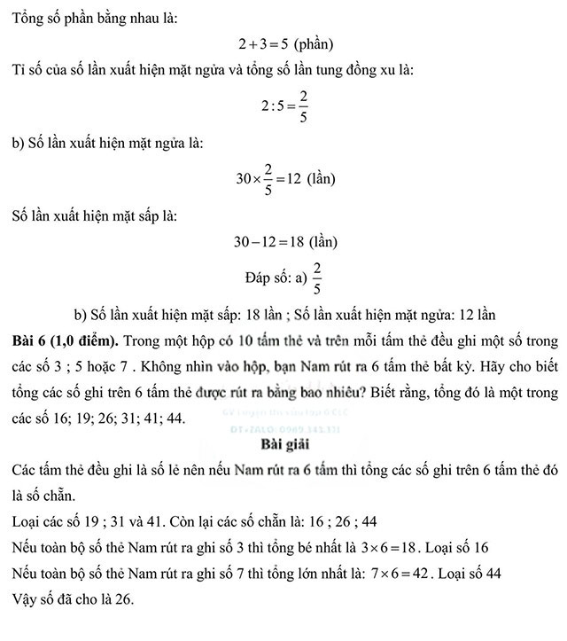 Đáp án đề thi vào lớp 6 môn Toán THCS Chu Văn An, THCS Chùa Hang II
