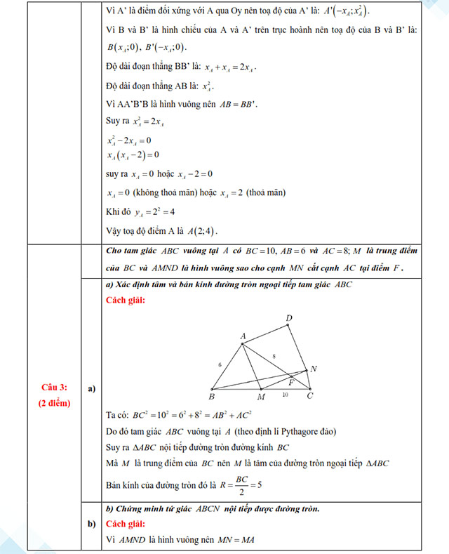 Đáp án đề thi vào lớp 10 môn Toán An Giang