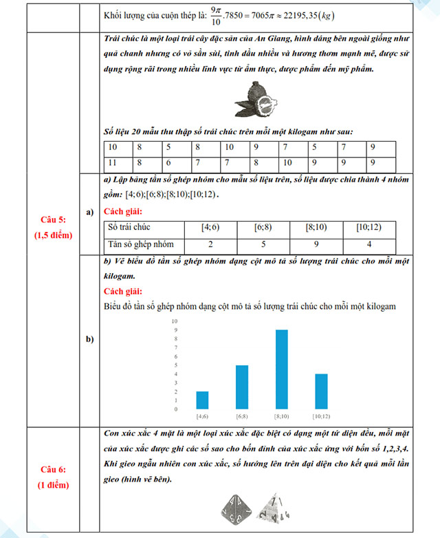 Đáp án đề thi vào lớp 10 môn Toán An Giang