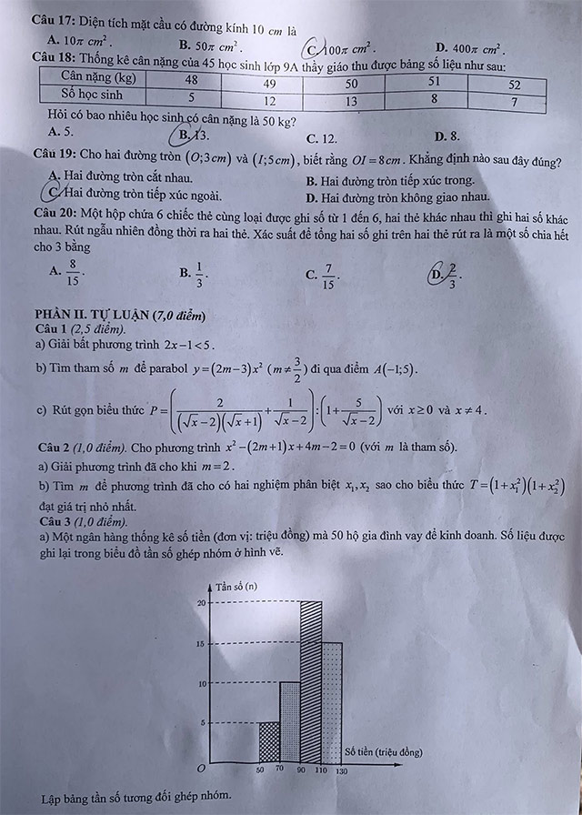 Đề thi vào lớp 10 môn Toán Bắc Giang năm 2025