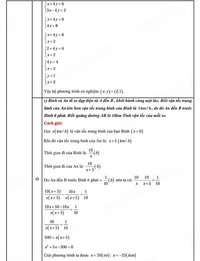 Đáp án đề thi vào môn Toán Bắc Kạn