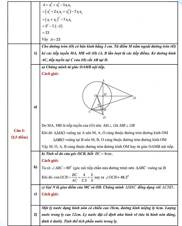 Đáp án đề thi vào môn Toán Bắc Kạn