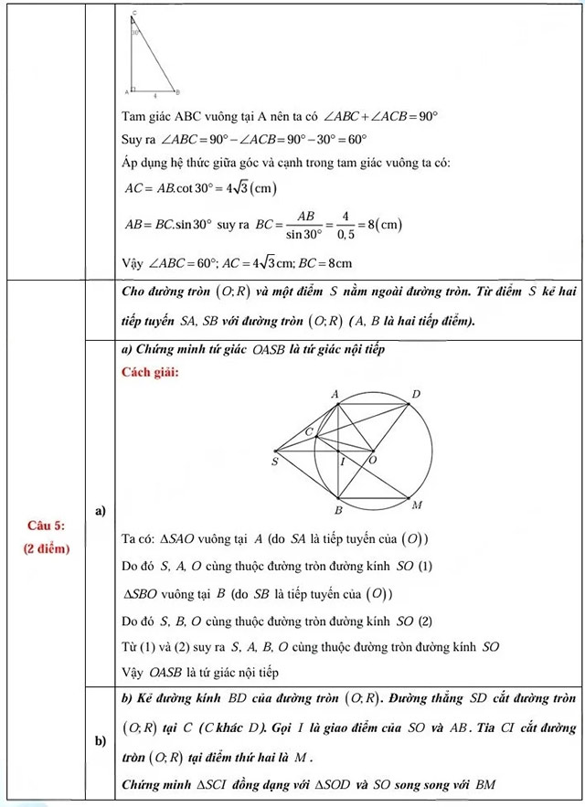 Đáp án đề thi vào 10 môn Toán Cao Bằng