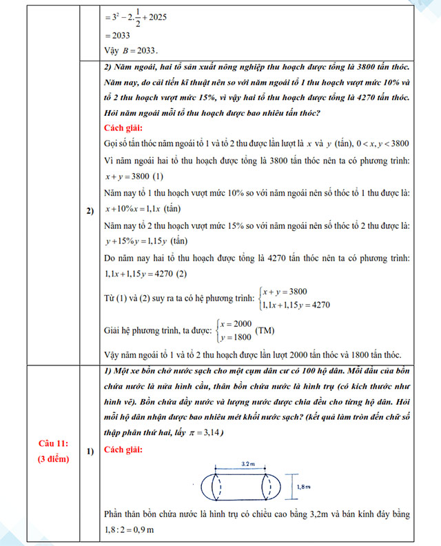 Đáp án đề thi vào 10 môn Toán Hòa Bình