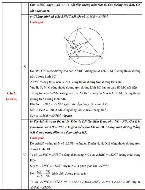 Đáp án đề thi vào 10 môn Toán Nam Định