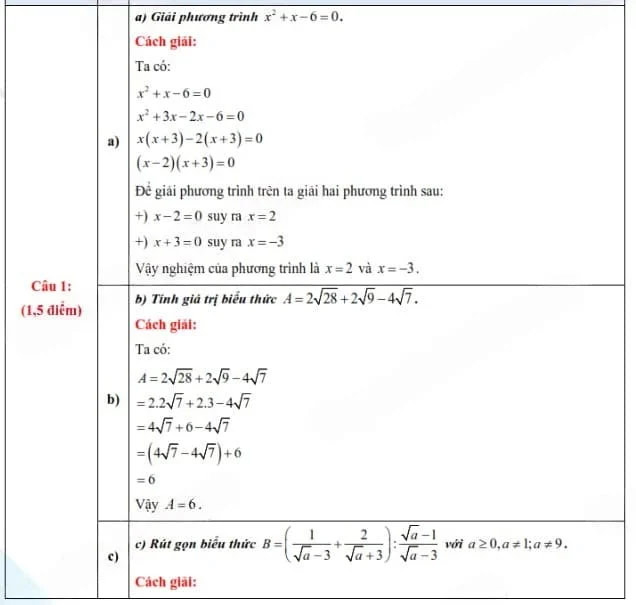 Đáp án đề thi vào 10 môn Toán Phú Thọ