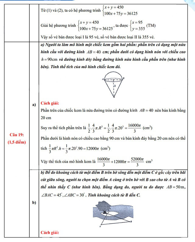 Đáp án đề thi vào 10 môn Toán Quảng Bình năm 2025