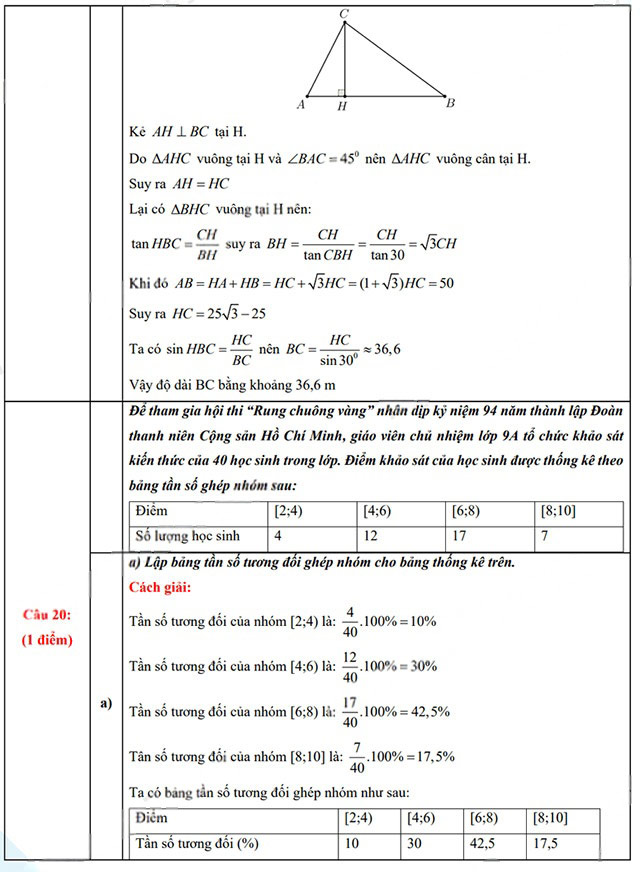 Đáp án đề thi vào 10 môn Toán Quảng Bình năm 2025